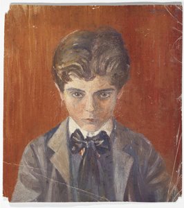 Self-Portrait against Red Background by Egon Schiele