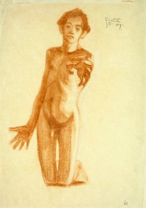 Young Man Kneeling by Egon Schiele