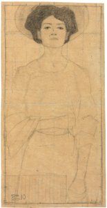 Young woman with hat by Egon Schiele
