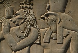 Relief of Bastet and Horus (detail)