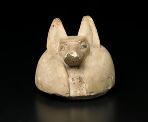 Jackal-Headed Cover of a Canopic Jar by Egyptian