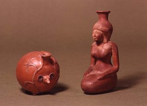Vessels in the Shapes of a Girl and a Hedgehog by Egyptian