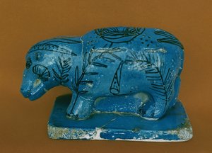 Blue Hippopotamus with Black Decoration, from Dra Aboul Naga, Middle Kingdom