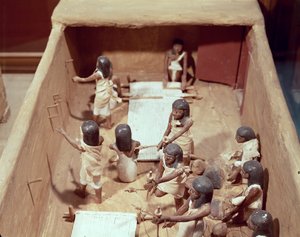 Funerary model of a textile workshop, from the Tomb of Meketre, Valley of the Nobles, Middle Kingdom, c.2000 BC