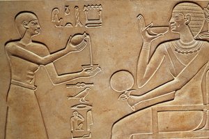 Queen Kawit at Her Toilet, from the Sarcophagus of Queen Kawit, Found at Deir el-Bahri, Middle Kingdom, c.2061-2010 BC by Egyptian 11th Dynasty