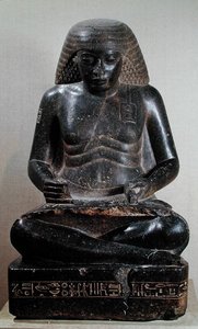 Amenhotep, son of Hapu, seated cross-legged, from the Temple of Amun, Karnak, c.1391-53 BC by Egyptian 18th Dynasty