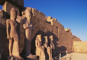 Colossal statues of Temple of Amon, Theban Necropolis, Luxor, Egypt, New Kingdom, Dynasty XVIII by Egyptian 18th Dynasty