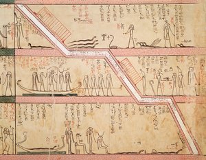 Descent of the sarcophagus into the tomb from the Tomb of Tuthmosis III