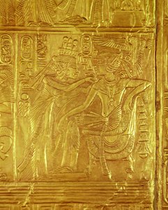 Detail from the Golden Shrine, from the Tomb of Tutankhamun, New Kingdom by Egyptian 18th Dynasty