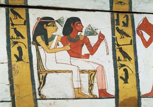 Detail of the Decoration of a Sarcophagus of The Lady of Madja, New Kingdom, c.1450 BC by Egyptian 18th Dynasty