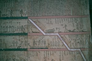 Egypt, Luxor, Valley of the Kings, Tomb of Thutmose III, Burial Chamber Frescoes by Egyptian 18th Dynasty