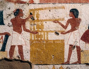Tomb of Nenamon and Ipuki. Fresco depicting carpenters at work. (New Kingdom, Dynasty XVIII) by Egyptian 18th Dynasty