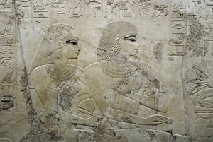 Bas Relief Representing the Guests of a Funeral Banquet - Tomb of the Vizier Ramose by Egyptian 18th Dynasty