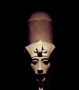 Statue of Amenhotep IV bearing the double crown. 1301 BC. 18th dynasty. Detail of the sculpture. From the Temple of Amon Ra in Thebes. Luxor Museum, Egypt by Egyptian 18th Dynasty