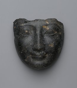 Face from a sarcophagus cover, purchased in Luxor, New Kingdom by Egyptian 18th Dynasty