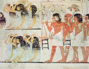 Group of mourners in the funeral procession of Ramose, from the Tomb Chapel of Ramose, New Kingdom by Egyptian 18th Dynasty