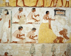 Harvesting Crop, Threshing and Winnowing of Grain (detail) by Egyptian 18th Dynasty