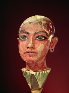 Head of the child king emerging from a lotus flower, from the Tomb of Tutankhamun, New Kingdom