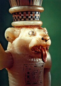 Leomorphic Unguent Vase, from the Tomb of Tutankhamun, New Kingdom (detail) by Egyptian 18th Dynasty