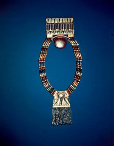 Necklace with lunar pectoral, from the Tomb of Tutankhamun, New Kingdom