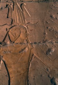 Painted relief, Mortuary Temple of Hatshepsut, Deir el-Bahri, Theban necropolis by Egyptian 18th Dynasty
