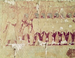 Relief Depicting Soldiers Sent by Queen Hatshepsut on an Expedition to the Land of Punt by Egyptian 18th Dynasty