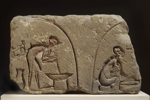 Sandstone Relief of Preparation of a Meal