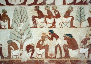 Soldiers Having Their Hair Cut (detail) by Egyptian 18th Dynasty