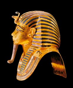 The golden mask of Tutankhamun by Egyptian 18th Dynasty