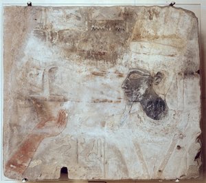 Tuthmosis III offering incense to the god, Amun, from the Temple of Satet at Elephantine, New Kingdom by Egyptian 18th Dynasty