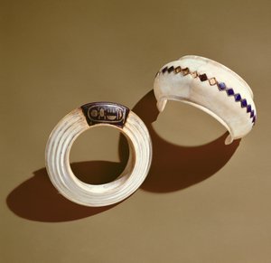 Two bracelets, from the Tomb of Tutankhamun, New Kingdom by Egyptian 18th Dynasty