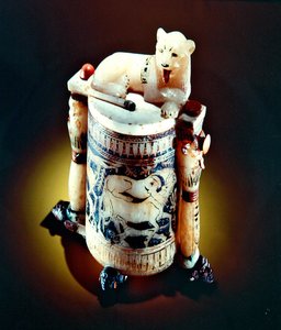 Unguent jar with a figure of the king as a lion, from the Tomb of Tutankhamun, New Kingdom