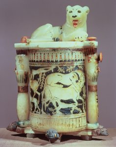 Unguent jar with a figure of the king as a lion, from the tomb of Tutankhamun, New Kingdom
