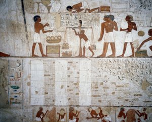 Weighing Gold and Silver (detail) by Egyptian 18th Dynasty