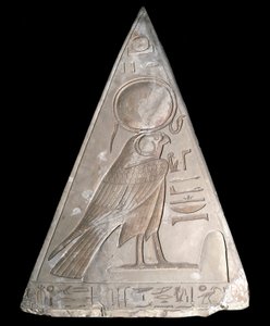 Egyptian Antiquity: Pyramid Tip of the Chapel of Ramose Decorated with the Representation of Ra-Harakte (Re Harakte) Divinity of the Rising Sun