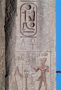 Obelisk with reliefs and inscriptions of Ramesses II, Great Temple of Amun, Tanis, Egypt, New Kingdom, Dynasty XIX