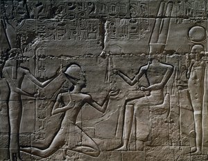 Ramesses II in Front of Amun-Ra, Relief, Great Hypostyle Hall, Temple of Amun, Karnak Temple Complex by Egyptian 19th Dynasty