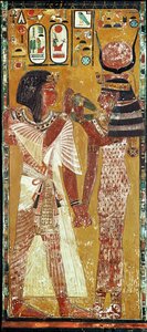 Relief depicting the Goddess Hathor placing the magic collar on Seti I