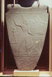 The Narmer Palette: Ceremonial Palette Depicting King Narmer, Wearing the White Crown of Upper Egypt