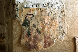 Egyptian Antiquity: Representation of Shuroy and His Wife in Worship. Painting of the Tomb of Shuroy (TT13). 20th Dynasty. 1190-1077 BC Necropolis of Dra Abu el-Naga, West Bank of Luxor, Egypt by Egyptian 20th Dynasty