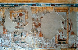 Egyptian Antiquity: Representation of Shuroy and His Wife Worshipping the God Thot and the Goddess Ra by Egyptian 20th Dynasty