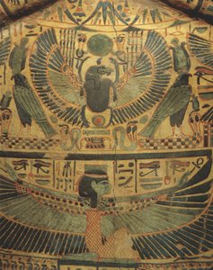 Mummy cover with winged divinity protecting scarab, symbol of eternity by Egyptian 22nd Dynasty