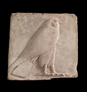 Plaque depicting a falcon, probably the god Horus, 26th Dynasty or Saite period, 664-525 BC or later limestone