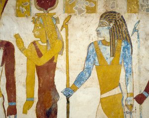 Wall paintings from Tomb of Pa Nentwy, Bahariya Oasis, Giza, Egypt by Egyptian 26th Dynasty