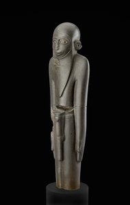 Statue of a bearded man wearing a cap and a belt with penis sheath, attributed to Protodynastic period, c.2900-2650 BC