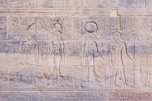 Reliefs at Philae Temple, Aswan, Egypt by Egyptian 30th Dynasty