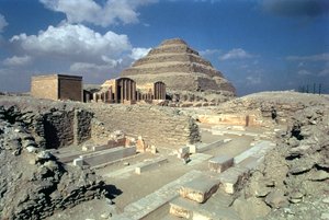 Complex of Djoser including the Step Pyramid and the entrance to the enclosure, Egyptian, Old Kingdom