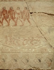 Towing a boat, from the Mastaba of Mereruka, Old Kingdom