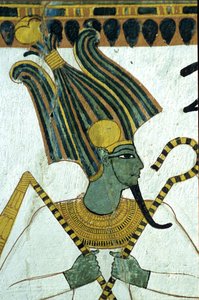 Ancient Egypt, Wall painting, Osiris, Lord of the Underworld, Tomb of Sennedjem, Thebes, Deir el Medina by Egyptian Egyptian