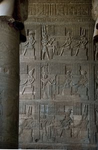Reliefs Inside the Hypostyle Room of the Temple Dedicated to Hathor